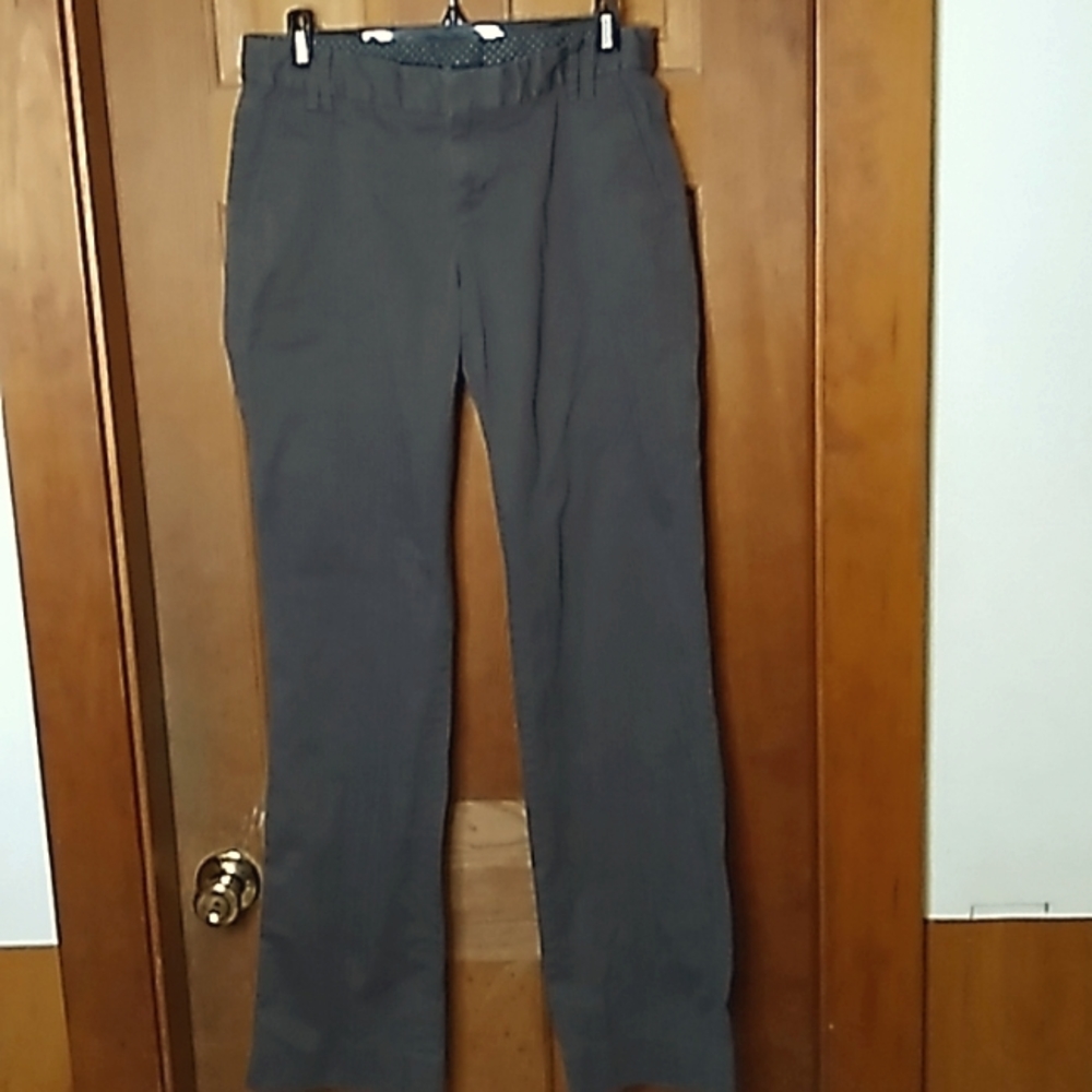Gap Straight Leg Long Dark Gray Trousers With Pinstripes Size 6